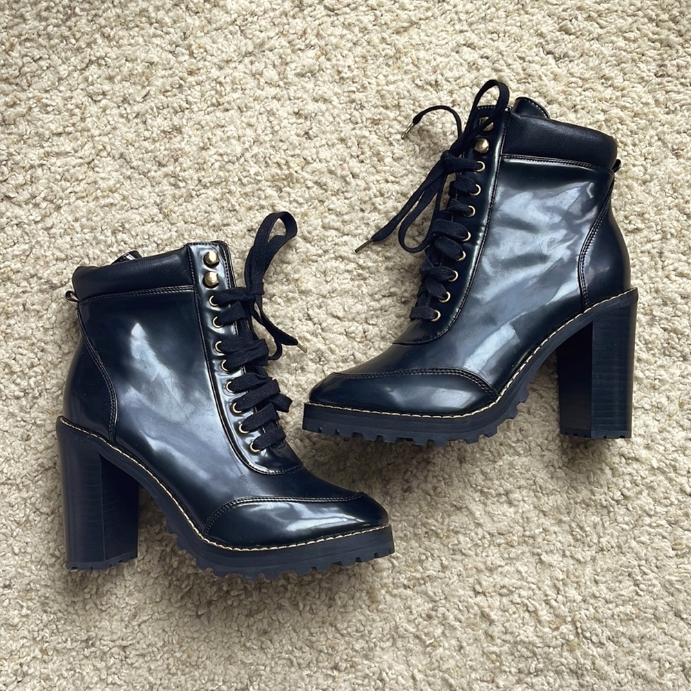 H&M trend black Moto platform boot
